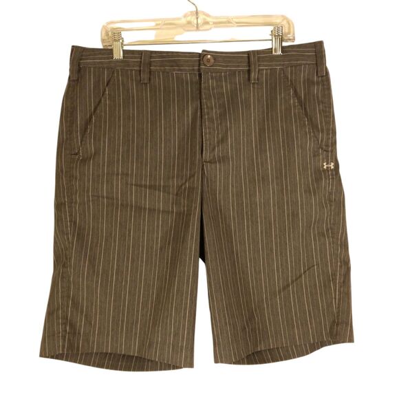 Under Armour shorts mens 34 gray striped flat front polyester golf 1236347 - Picture 1 of 9